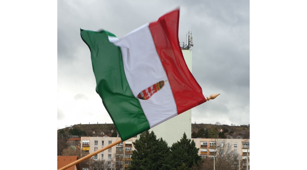 Névtelen-1 Felcsavarodás mentes magyar címeres zászló