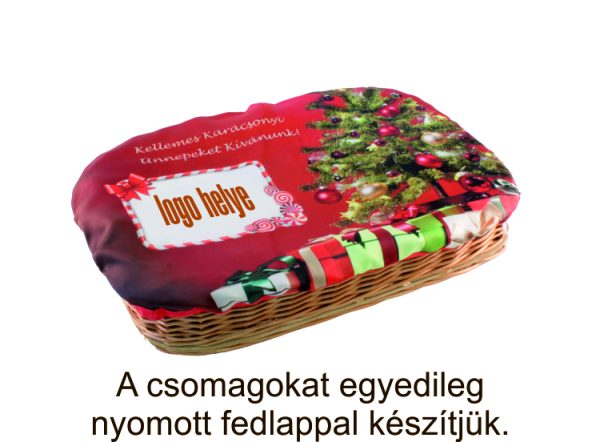 Fonott kosár üresen Fonott kosár, egyedileg nyomtatott textil borítással