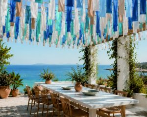 Szalagos Árnyékoló - Kék Mediterrán